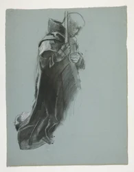 Figurenstudie voor Het Vertrek, uit De Zoektocht naar de Heilige Graal (een serie van vijftien schilderijen voor de Boston Public Library, voltooid in 1901)