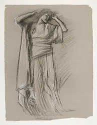 Figuurstudie voor het Kasteel van de Maagden (?), uit De zoektocht naar de Heilige Graal (een serie van 15 schilderijen voor de Boston Public Library, voltooid in 1901)