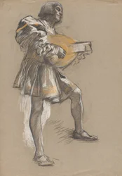 Figuur met mandoline in middeleeuws kostuum