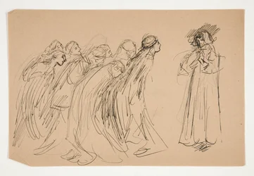 Galahad en de Gevangengenomen Deugden, studie voor De Zoektocht naar de Heilige Graal (serie van vijftien schilderijen voor de Boston Public Library, voltooid in 1901)