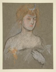 Hoofd en schouders van een vrouw, portret van de Kroning van Eduard VII