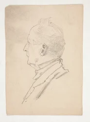 Hoofd van een man (recto); Fragmenten van schetsen (verso)
