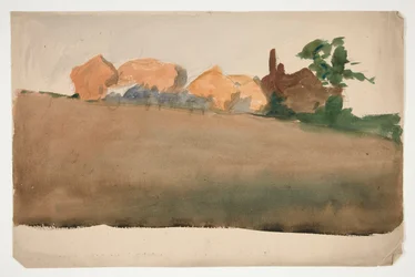 Landschap met huizen in de verte