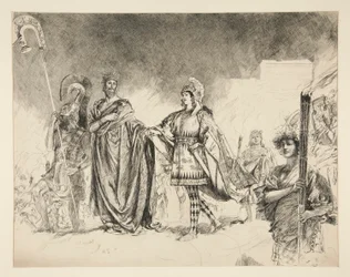 Huwelijksmorgen van Theseus en Hippolyta (studie voor .1036) - Enter Theseus, uit Een Midzomernachtsdroom
