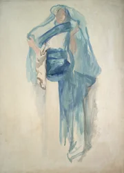 Mogelijke studie voor een van de gevangen deugden, figuurstudie voor