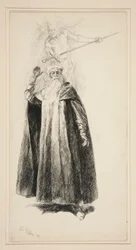 Prospero en Ariel, illustratie voor Act V, Scene i, The Tempest