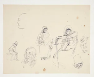 Blad met figuurstudies