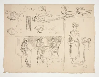 Blad met figuurstudies
