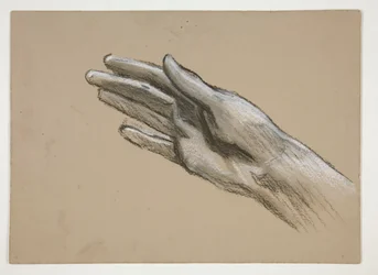 Schets van een hand (recto); Compositie studies voor een toneelstuk (?) (verso)