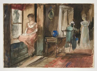 Schets van figuren in een interieur
