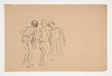 Schets van drie mannen (studie voor 1937.1072?), uit Koopman van Venetië