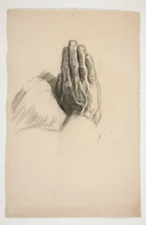 Schets van twee handen, gevouwen in gebed