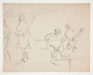 Studies voor een niet-geïdentificeerd Shakespeare-stuk (Falstaff?) (recto en verso)