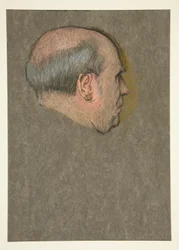 Studie. Kaalhoofdige man voor kroning van Edward VII