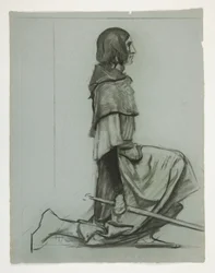 Studie voor De Sleutel tot het Kasteel, uit De Zoektocht naar de Heilige Graal (een serie van vijftien schilderijen voor de Boston Public Library, voltooid in 1901)