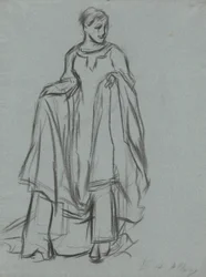 Studie voor gedrapeerde vrouw, figuurstudie voor De Zoektocht naar de Heilige Graal (serie van 15 schilderijen voor de Boston Public Library, voltooid in 1901)