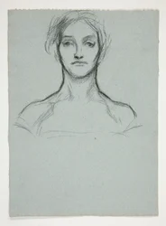 Studie voor pastel (.2228): Portret van een jonge vrouw