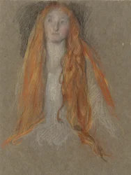 Studie voor het hoofd van Ophelia, in de toneelscène, in Hamlet