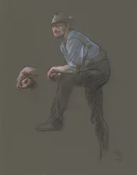 Studie voor de figuur van een arbeider