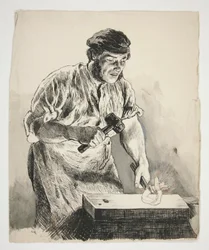 Studie van een smid, ijzer hameren - niet-geïdentificeerde illustratie