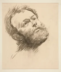 Studie van het hoofd van een bebaarde man voor De zoektocht naar de Heilige Graal (serie van vijftien schilderijen voor de Boston Public Library, voltooid in 1901)