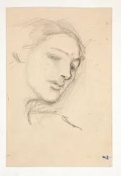 Studie van drie hoofden van een vrouw