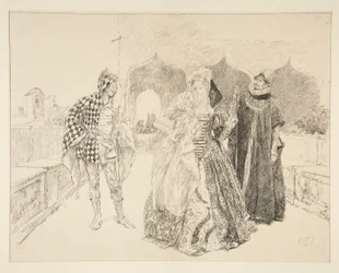 De Clown en Malvolio, illustratie voor Act I, Scene v, Twelfth Night