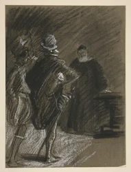 Drie mannen, studie voor Taming of the Shrew (?)