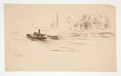 Sleepboot die een Schuit op de Rivier Duwt