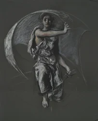 Ongeïdentificeerde figurenstudie voor muurschildering project in het Pennsylvania State Capitol gebouw, Harrisburg, 1902-1911