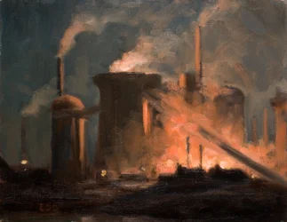 Hoogovens, Nacht (olieverf op board)