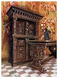 Gesneden eikenhouten kast