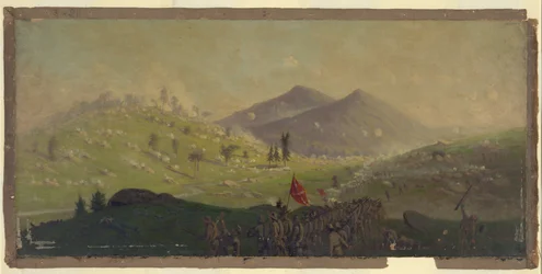 Aanval op Little Round Top gehouden door het 5e Korps onder bevel van Generaal Sykes