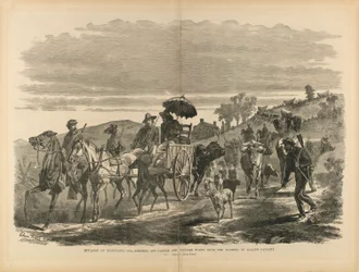 Invasie van Maryland, 1864--Verwijdering van vee en plundering van boeren door de cavalerie van Early, uit "The Soldier in Our Civil War".