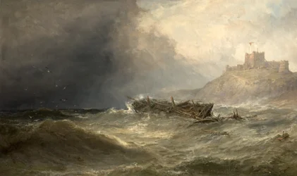 Brik die aanspoelt bij Bamborough, Northumberland, 1875