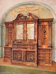 Gesneden gesloten mahonie boekenkast - Stijl van Chippendale - Franse invloed