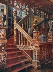 Gesneden eikenhouten trap, Godinton