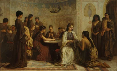 Een Dorcas-bijeenkomst in de 6e eeuw