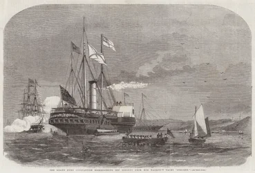 De Groothertog Constantijn ontscheept van Hare Majesteits Jacht Osborne