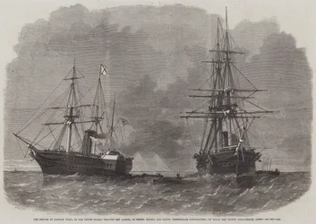 De Inbeslagname door Kapitein Wilks, van het Amerikaanse Oorlogsschip San Jacinto, van de Heren Slidell en Mason, Geconfedereerde Commissarissen, aan Boord van de Britse Poststoomboot Trent
