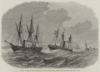 Schipbreuk van de stoomboot Hydaspe op de Pan Shoal Rhio Straat, nabij Singapore