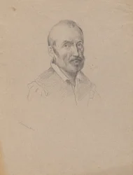 Portret van een man, schets voor Ondertekening van het verdrag in de hut van de Mayflower