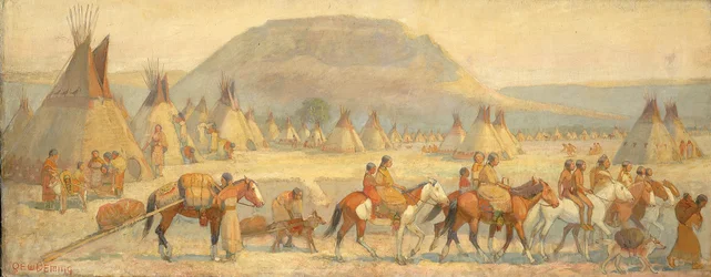 Blackfoot kamp scène, eind 19e-begin 20e eeuw