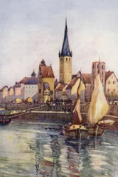 De Rijn: De kade in Düsseldorf