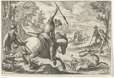 Landschap met hertenjacht