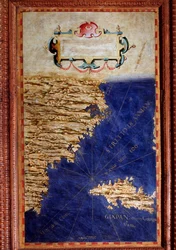 Kaart van China en Japan gemaakt door Egnazio Danti (1536-1586) wiskundige, kosmograaf en Italiaanse architect. Rond 1567. Florence, Palazzo Vecchio, Sala del Mappamondo