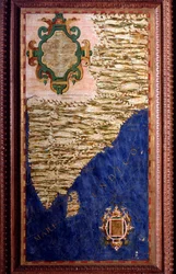 India Kaart gemaakt door Egnazio Danti (1536-1586) wiskundige, kosmograaf en Italiaanse architect. Rond 1567. Florence, Palazzo Vecchio, Sala del Mappamondo