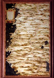 Kaart van Peru, gemaakt door Egnazio Danti (1536-1586), wiskundige, kosmograaf en Italiaanse architect. Rond 1567. Florence, Palazzo Vecchio, Sala del Mappamondo