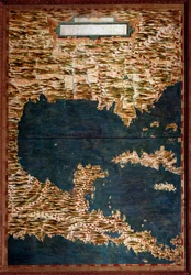 Mexico, Cuba, Florida en Jamaica. Kaart gemaakt door Egnazio Danti (1536-1586), Italiaans wiskundige, kosmograaf en architect. Rond 1567. Florence, Palazzo Vecchio, Sala del Mappamondo