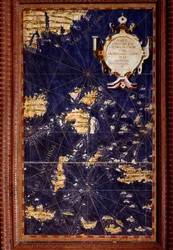Kaart van de Molukken, gemaakt door Egnazio Danti (1536-1586), Italiaans wiskundige, kosmograaf en architect. Rond 1567. Florence, Palazzo Vecchio, Sala del Mappamondo